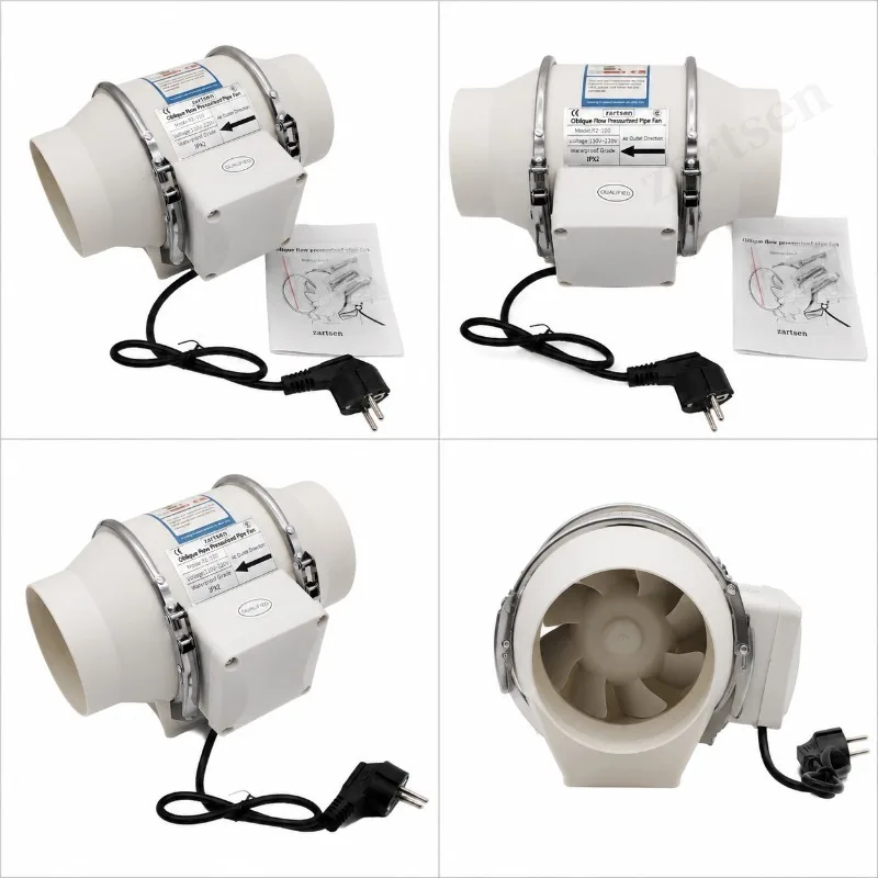 4/5/6 Inch Quiet Mixed Flow Exhaust Fan 220V Remote Control Inline Duct Extractor Fan For Bathroom Kitchen Grow Tent Vents