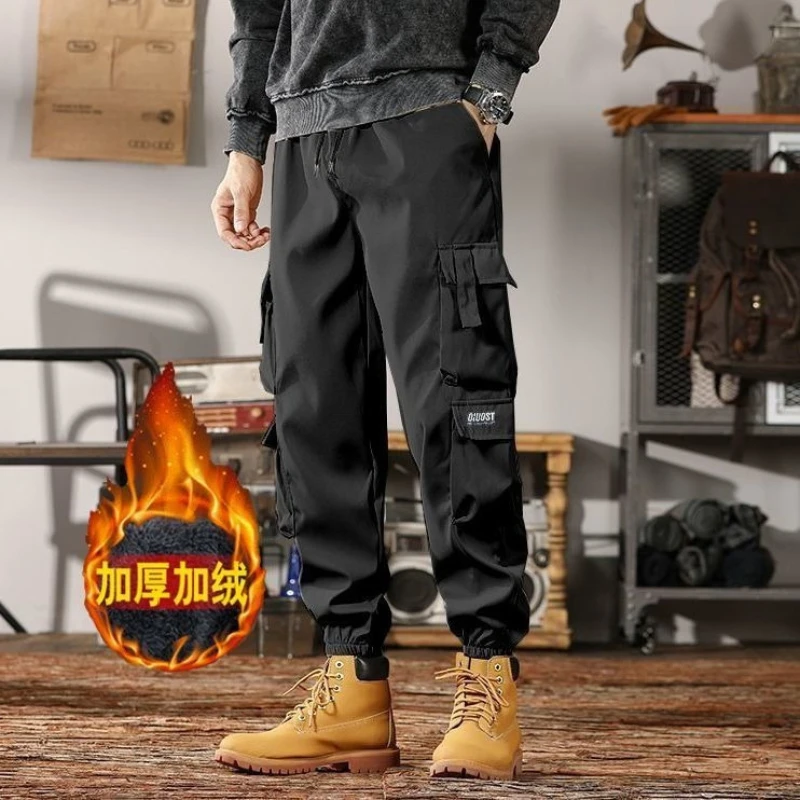 Men's Thick Casual Trousers for Winter High-Quality Warm Trousers Cargo Pants for Men American-style Slim-fit Athletic Pants New