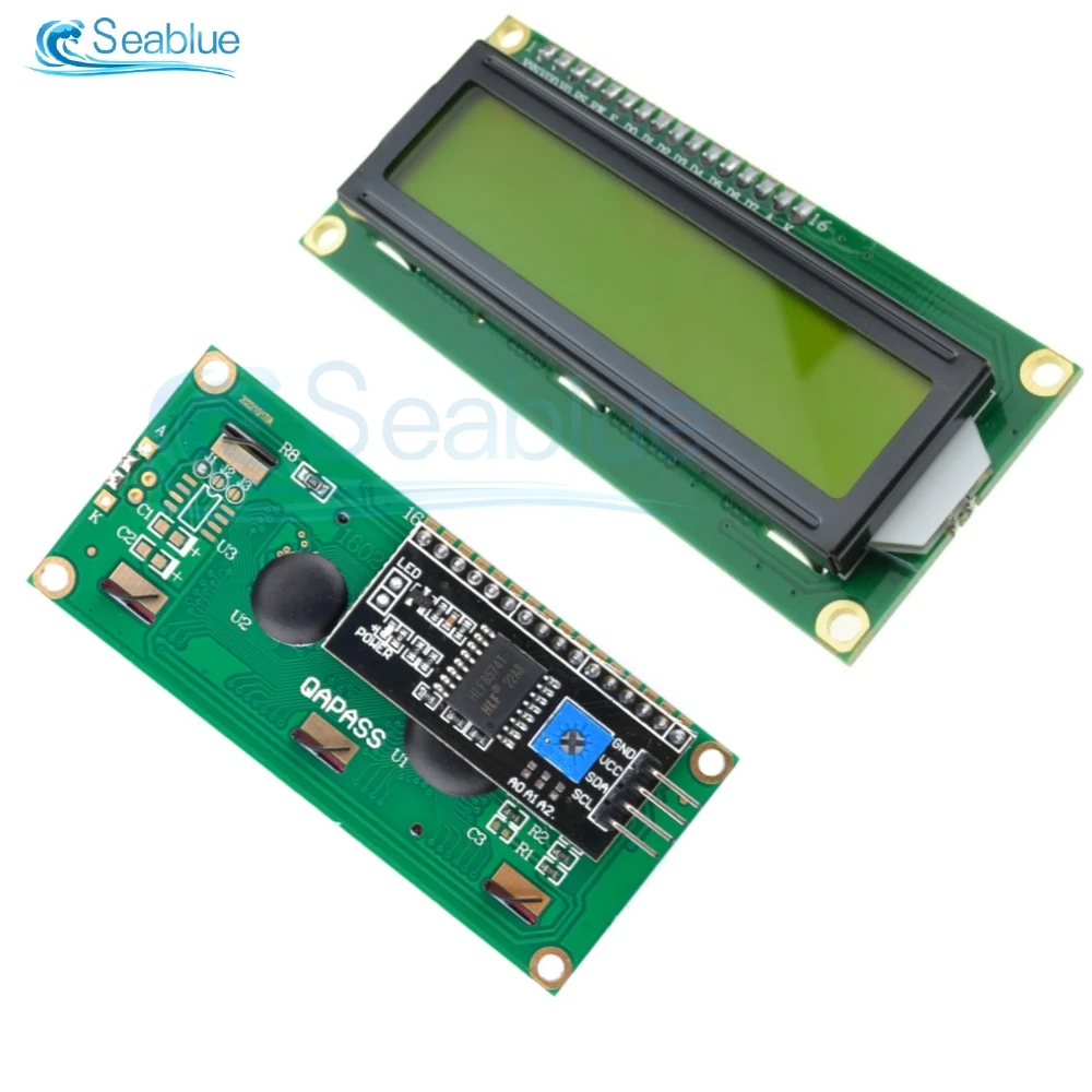 LCD1602+I2C Module Blue / Yellow Green Screen 16x2 Character LCD Display PCF8574T PCF8574 IIC I2C Interface 5V for Arduino