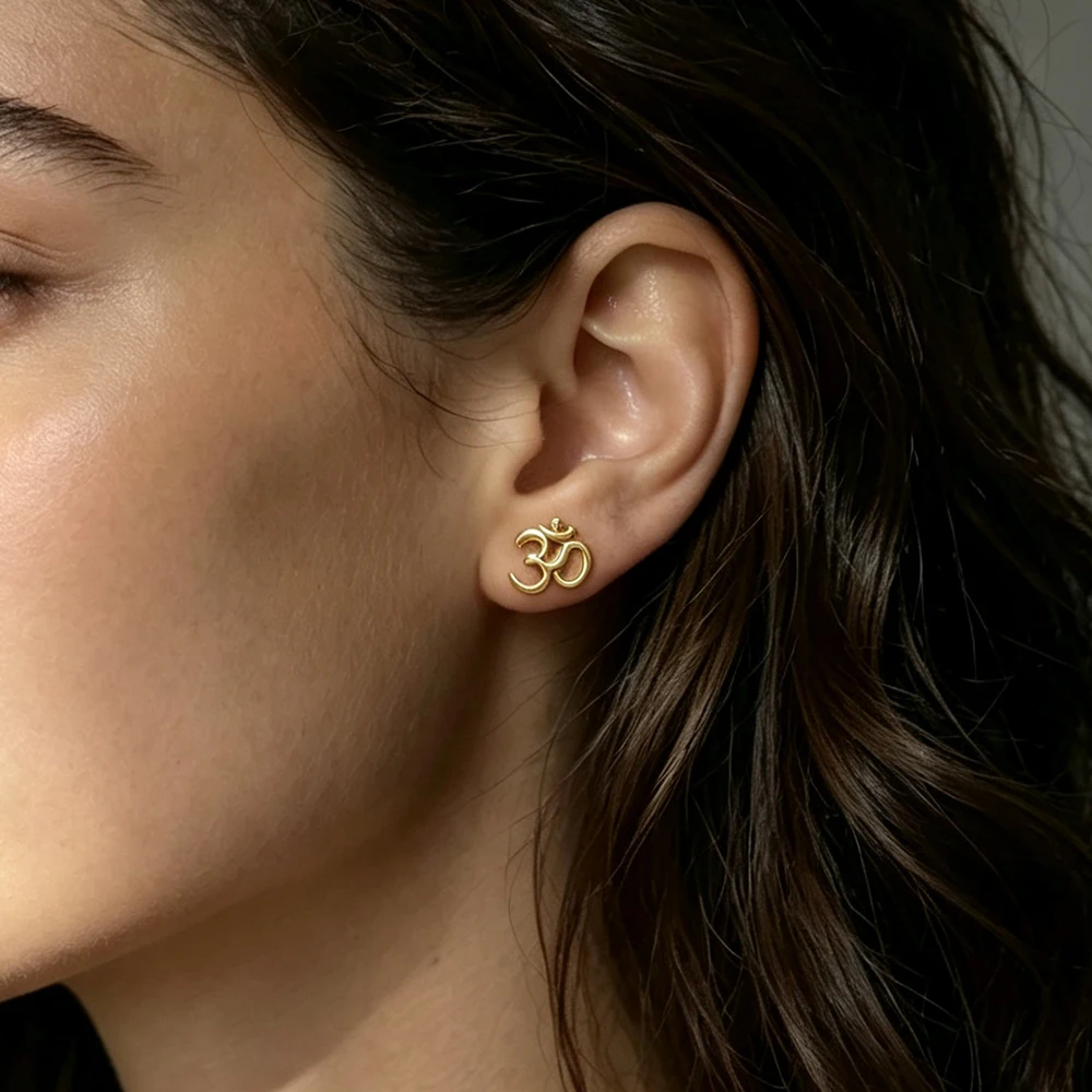 Classic Ankh Yoga Stud Earrings for Women Sports Ear Asymmetric Jewelry OM Symbol Earring Casual Unisex Gifts