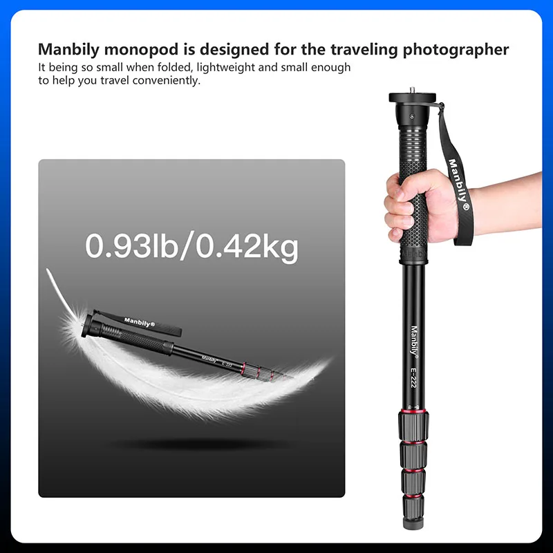 Manbily الألومنيوم Monopod 65 بوصة 5-قسم التوسع في الهواء الطلق السفر التصوير دعم قوس المحمولة المشي الرحلات عصا