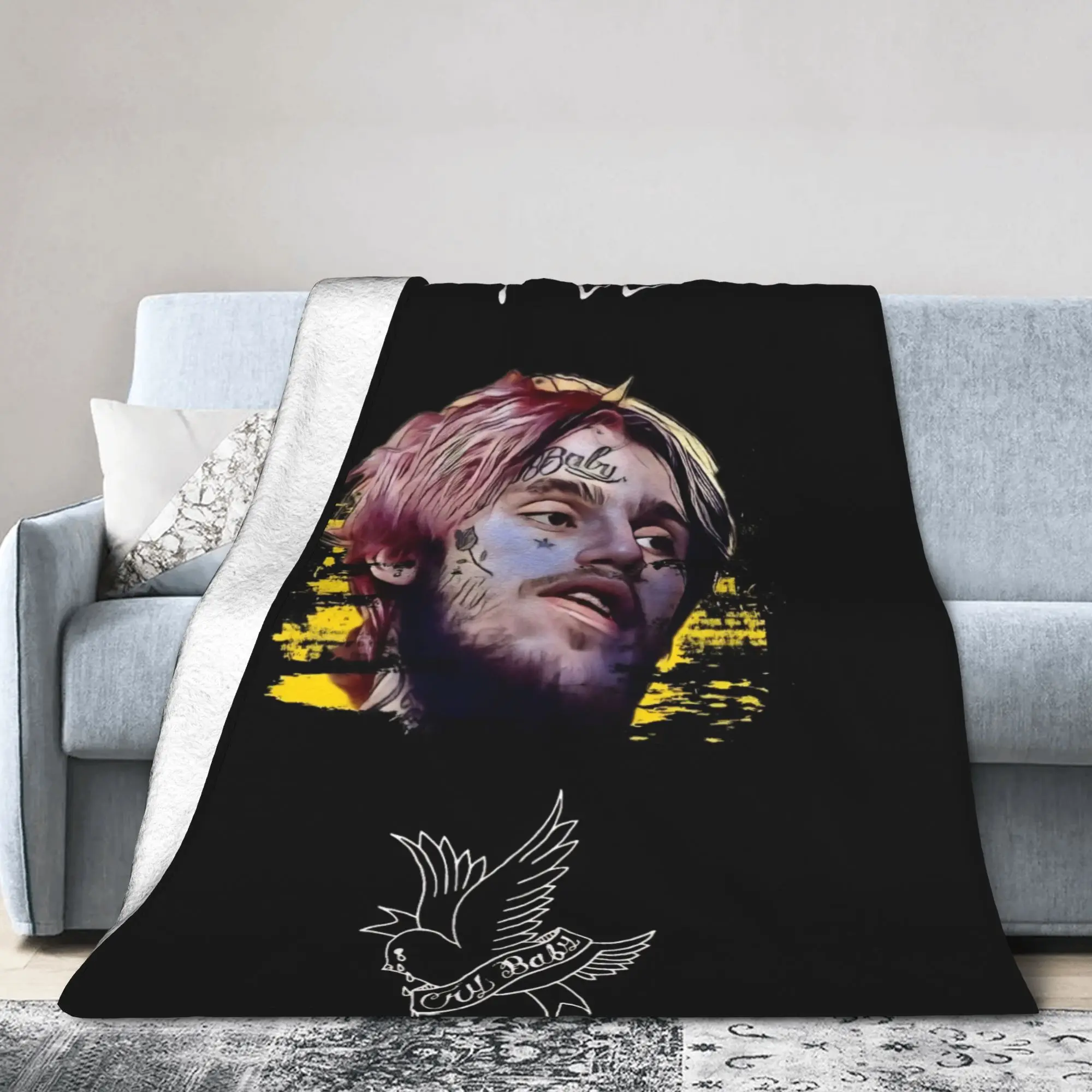 بطانيات Lil Peep Cool Rapper Stuff، بطانيات مخملية فائقة النعومة، قطعة سجادة مريحة #2