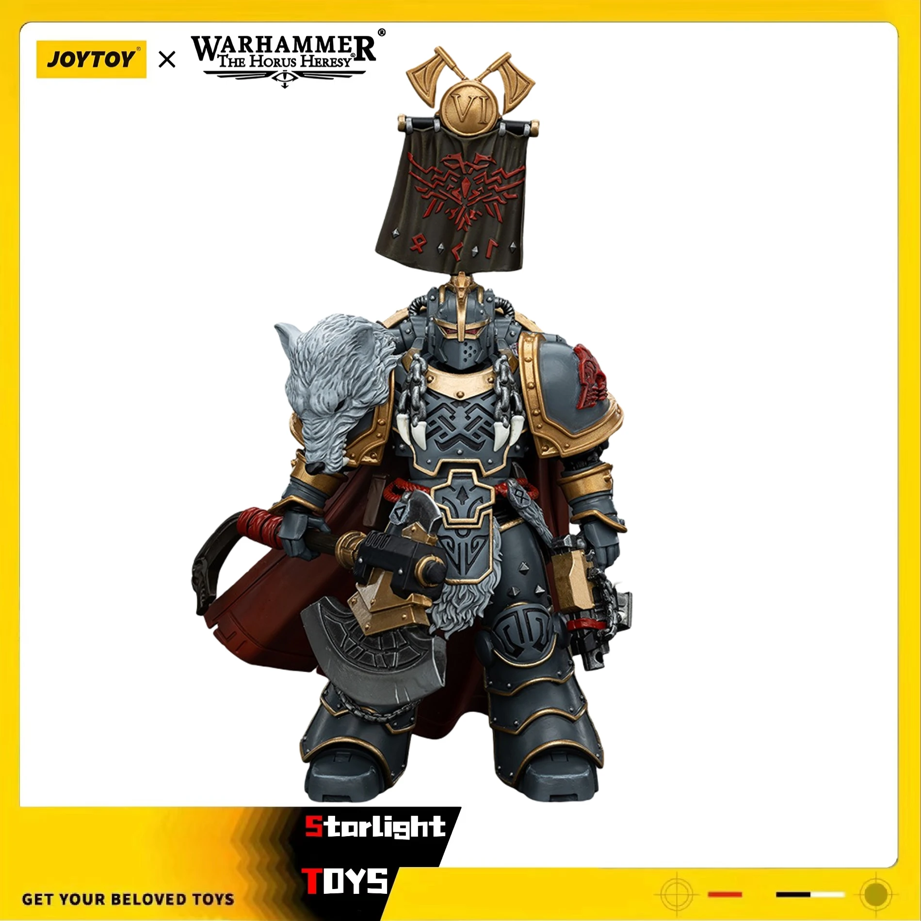 

JOYTOY 1/18 Action Figure Warhammer 40K Space Wolves Legion Praetor with Power Axe and Combat Shield Model Toy Gifts
