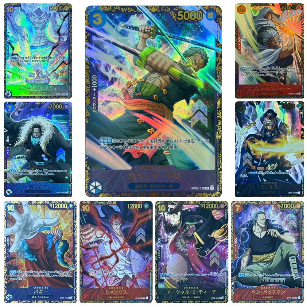 

Цельный 9 шт./компл. DIY BROOK Zoro Luffy Shanks Newgate Marshall Kaido Doflamingo фольга с цветочным узором блестящая коллекционная карта