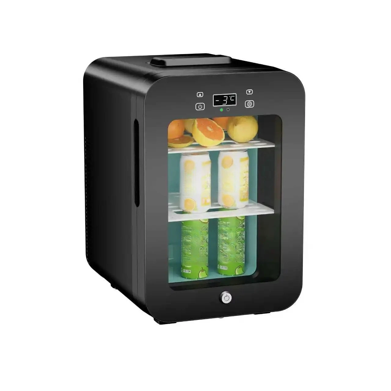 20L Glass Door Mini Fridge with Digital Temp Control, LED & Lock for Skincare & Beverages