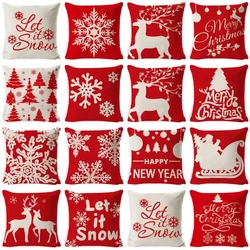 45 CM Kerst Kussensloop Kussenhoes 2023 Kerst Decoratie Rood Cadeau Woondecoratie Gelukkig Nieuwjaar Kerstbenodigdheden