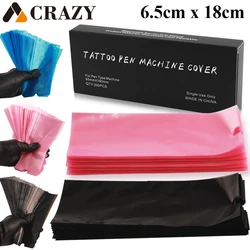 200 Uds. Bolsas para bolígrafos de tatuaje de gran tamaño, fundas para máquina de bolígrafos de tatuaje, fundas para cordón con Clip negro/azul/rosa, accesorios para tatuajes