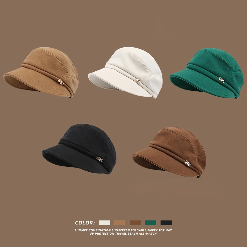 2023 New Women Newsboy Cabbie Beret Cap Cotton Soft Hat for Women Girls Warm Windproof Newsboy Hats Detective Hat with Brim