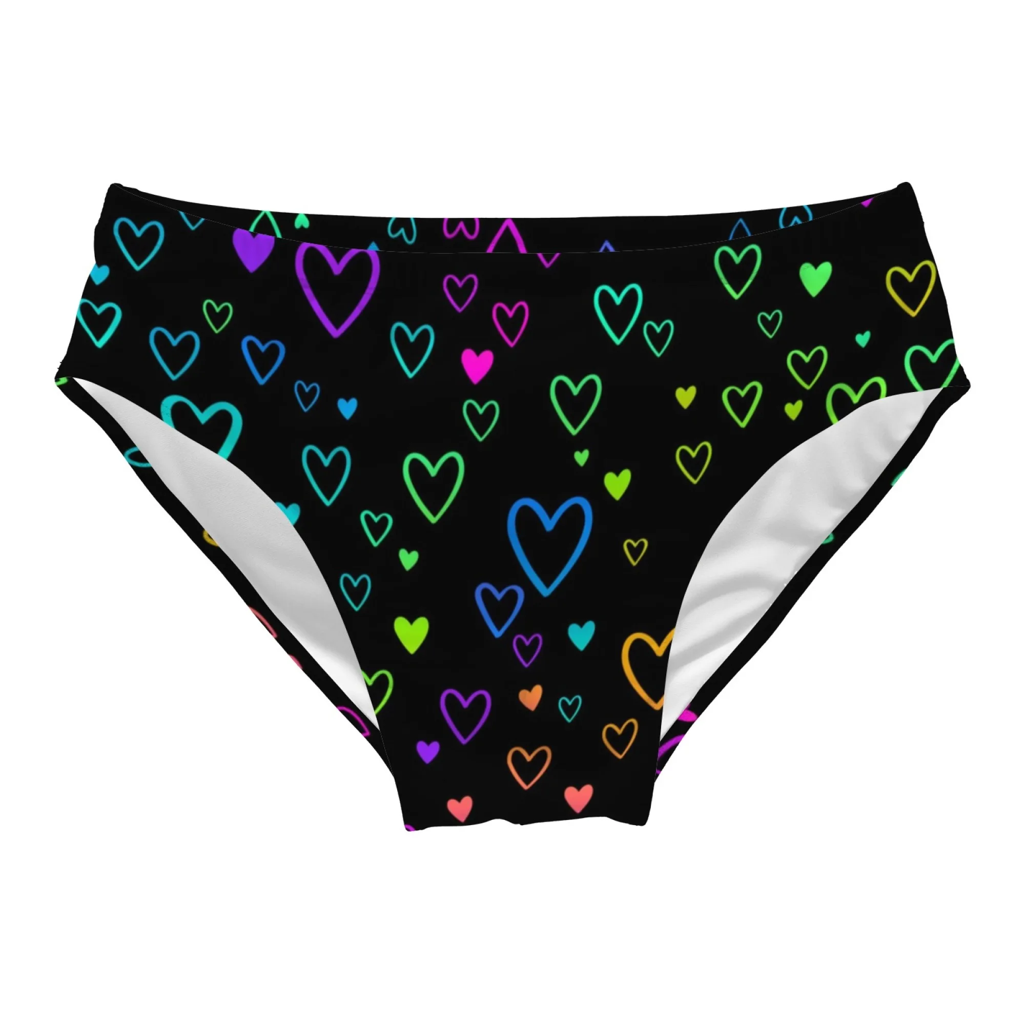 Neon Heart Sexy Herren-Badehose, dehnbar, bequem, Herren-Slip, Badebekleidung, lässig, Strand, Surf-Shorts, Pool-Party, sexy Bikini
