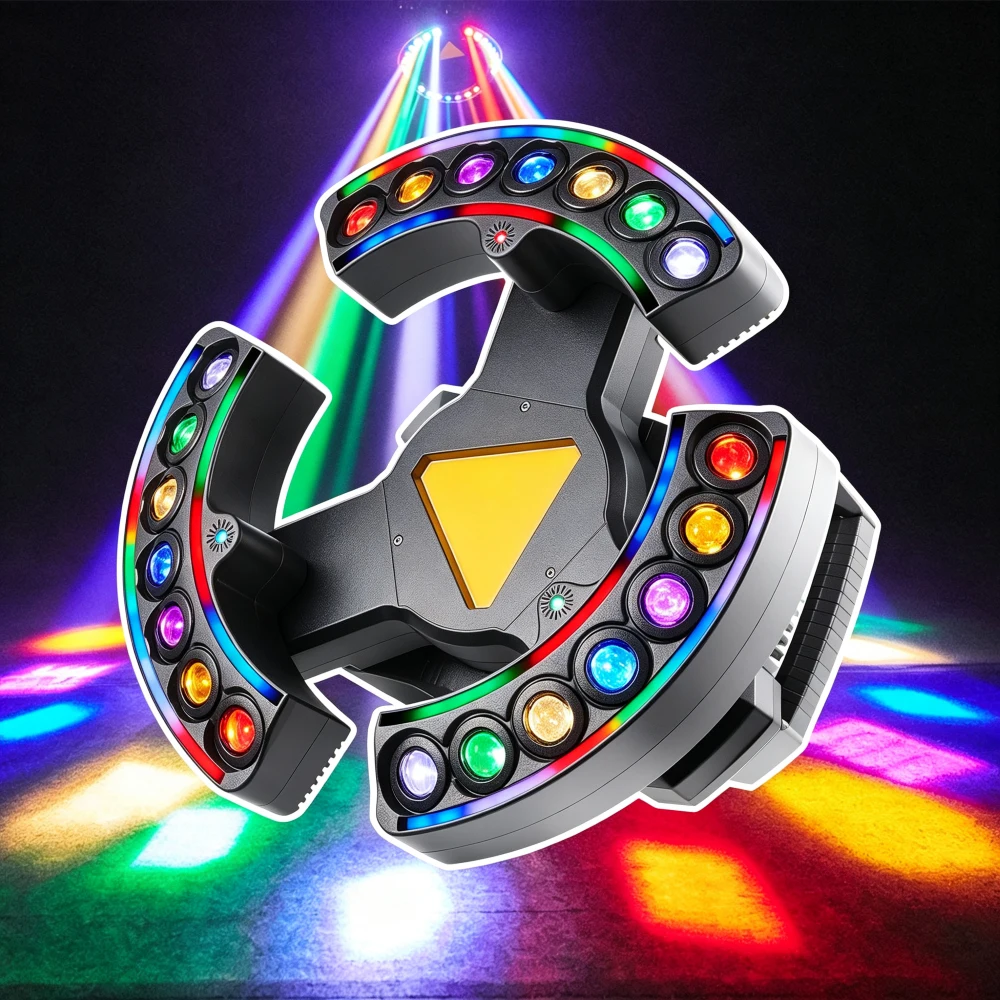 2026 Three Wing Phantom LED Laser Strobe Light 180W RGB DMX512 Sound Active 25CH Soft Strips for DJ Party Stage