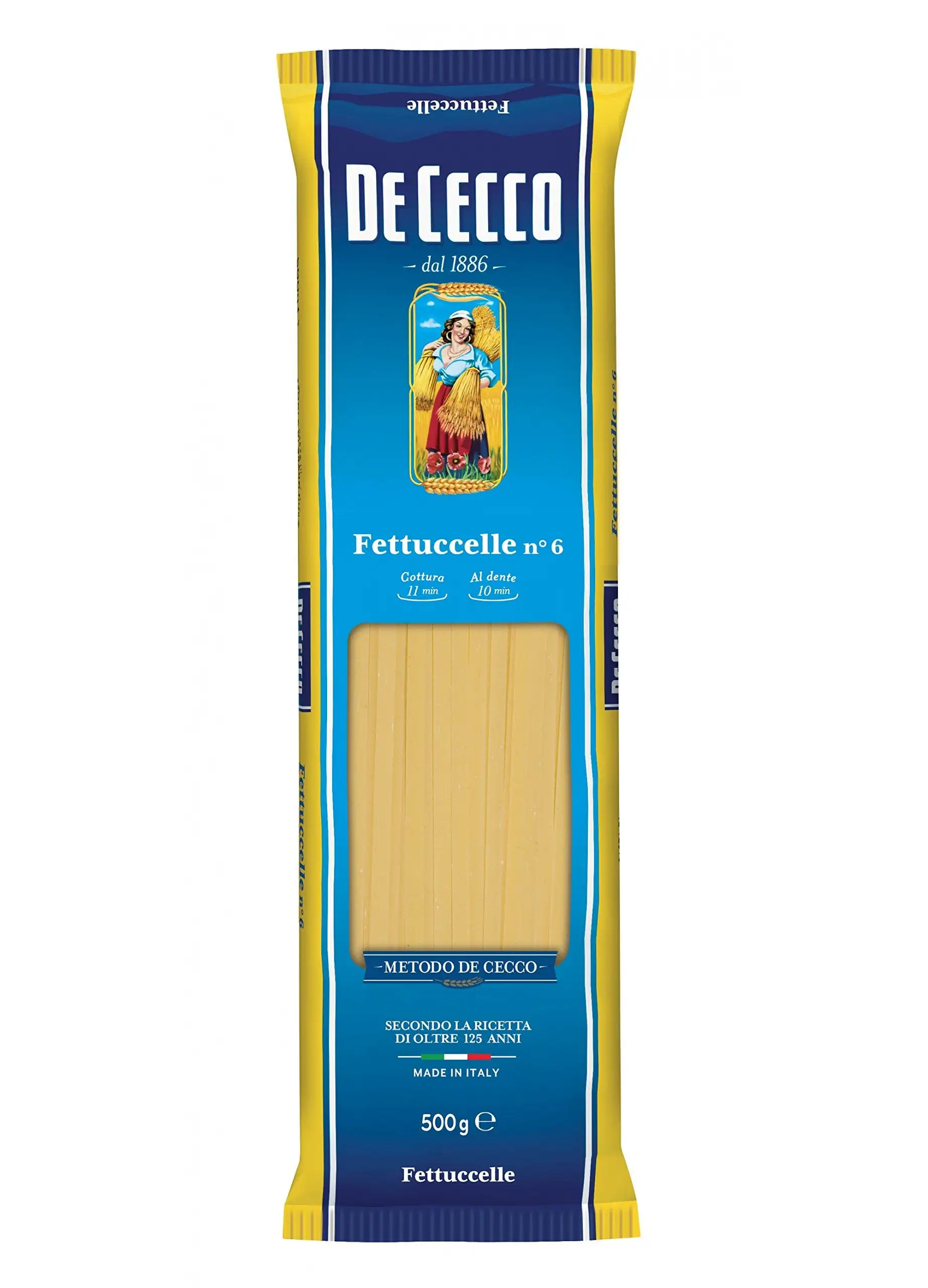 10x Pasta De Cecco 100% Italiaanse Fettuccelle N. 6 pasta's van 500 g.