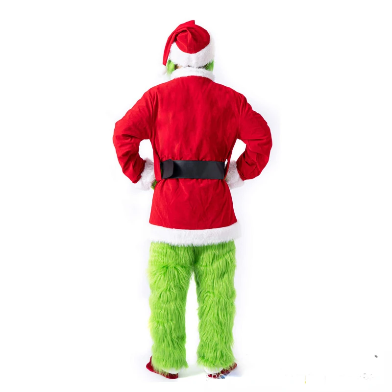 Christmas Green Fur Monster Santa Claus Cosplay Costume Santa Suit Women Clothes New Year Funny Xmas Outfit New Year Party Set