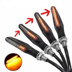 2Pcs Motorcycle Turn Signal Light 12V Amber White Blue Red LED Flowing Water Flash Indicator Blinker Waterproof Motorcycle Lamp
