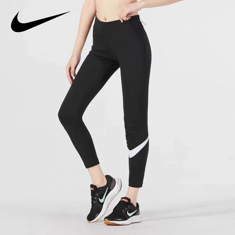 Original Nike Cotton Women\'s Pants New Yoga Fitness Pants Casual Tights Running Leggings Training Nine-point Pants 806928-010