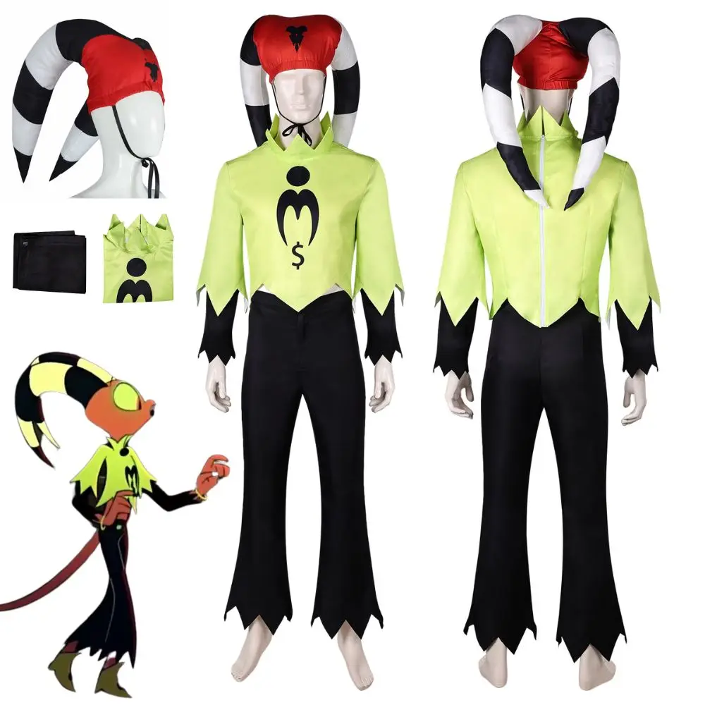 Blitzo Cosplay Fantasia Costume Disguise for Adult Men Tops Pants Hat Anime Roleplay Outfit Halloween Carnival Party Clothes