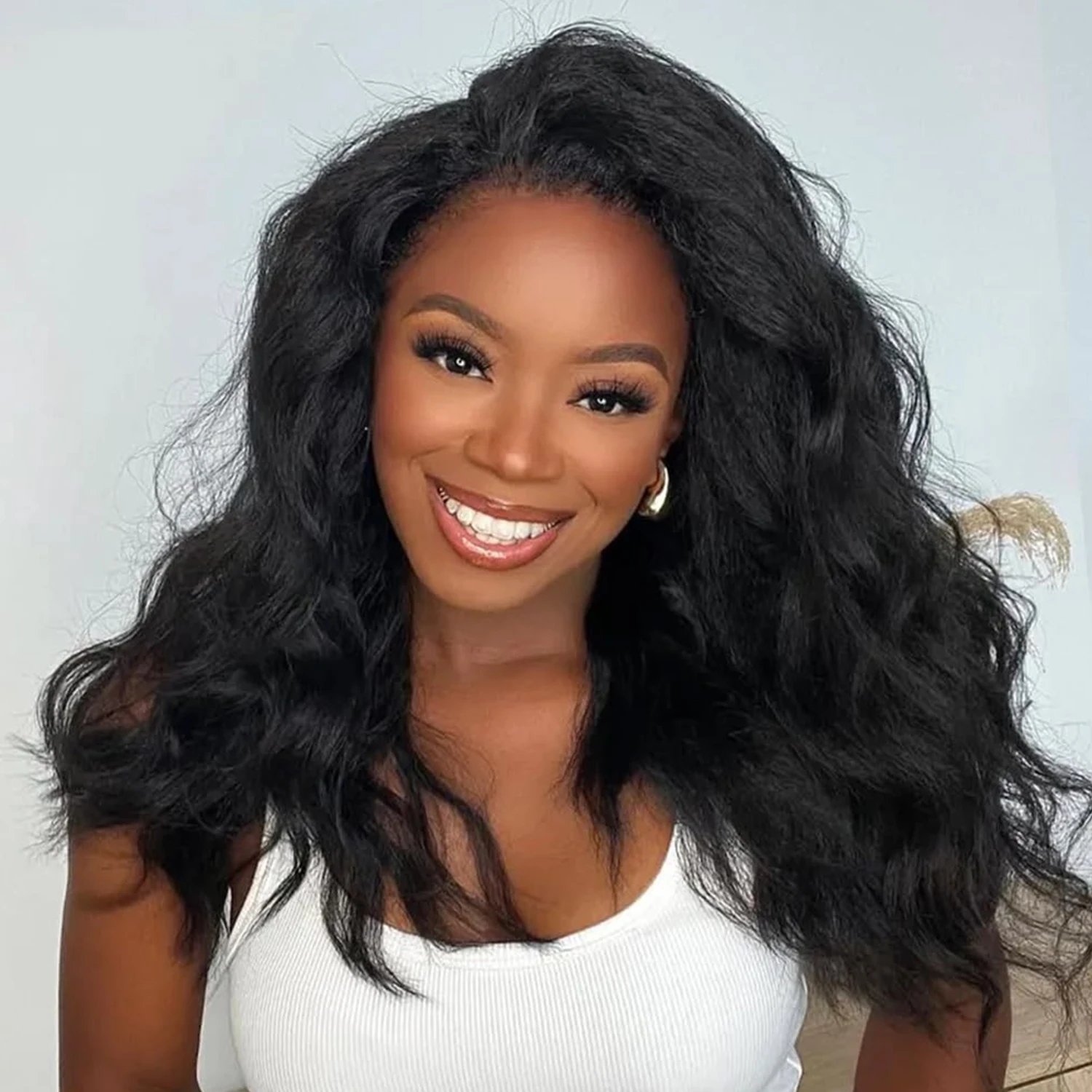 180% Half Wigs Human Hair Kinky Straight Machine Made Wig Upgrade 3 IN 1 Half Wig With Drawstring Seamless Clip Ins Flip Over