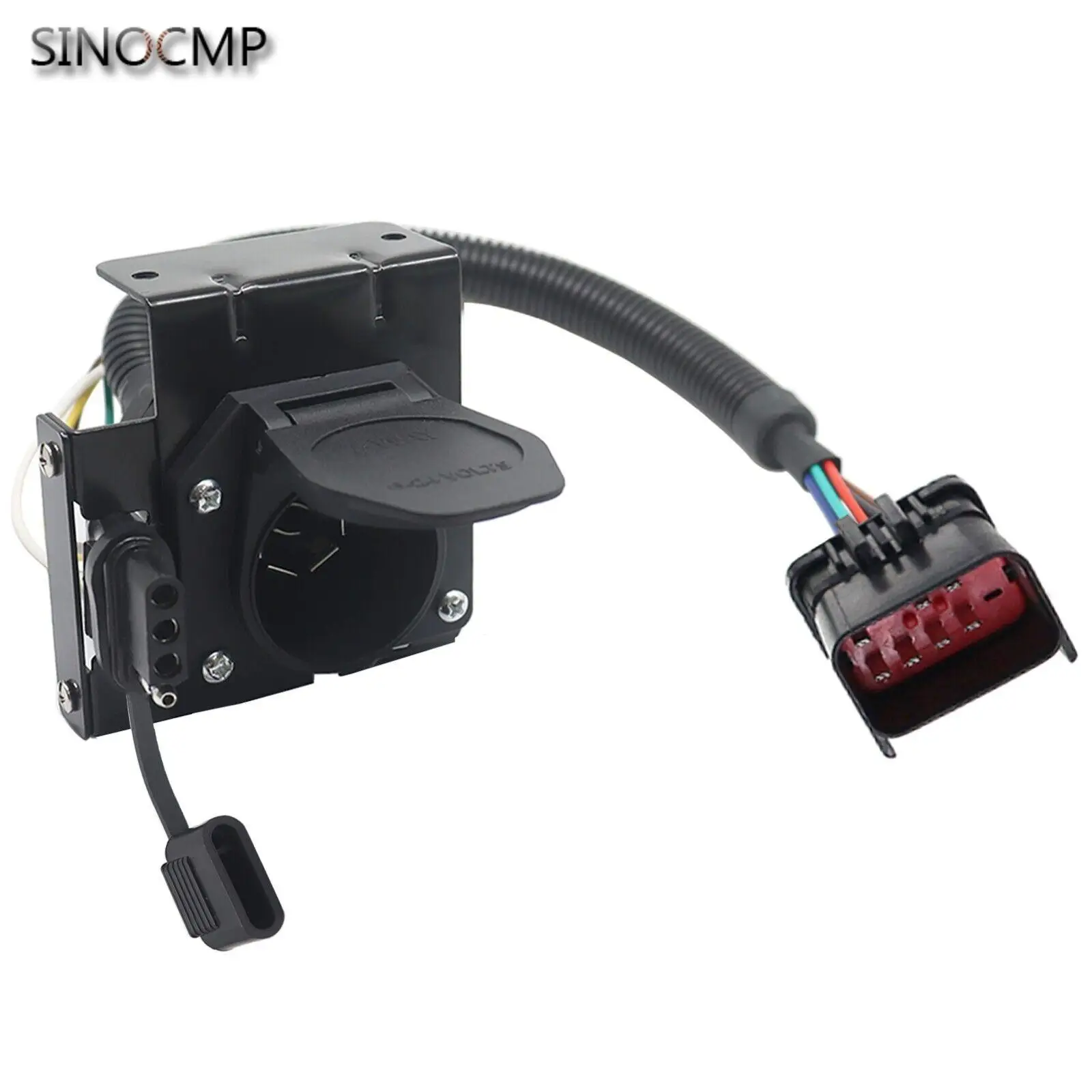 7 Way Round 4 Pin Flat Trailer Connector Tow Harness Trailer 7:4 OEM Connector for Dodge RAM Dakota Chrysler  Freightliner Jeep