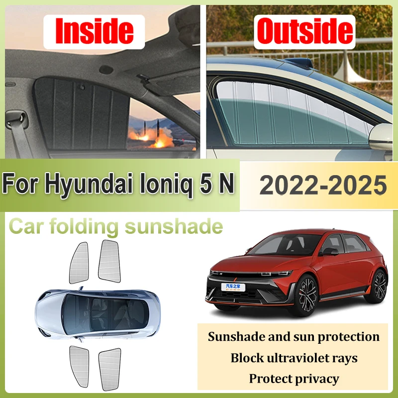 Car Foldable Sunshades Coverage For Hyundai Ioniq 5 N Accessories 2022 2023 2024 2025 Auto Windows Sun Visors Protect Privacy