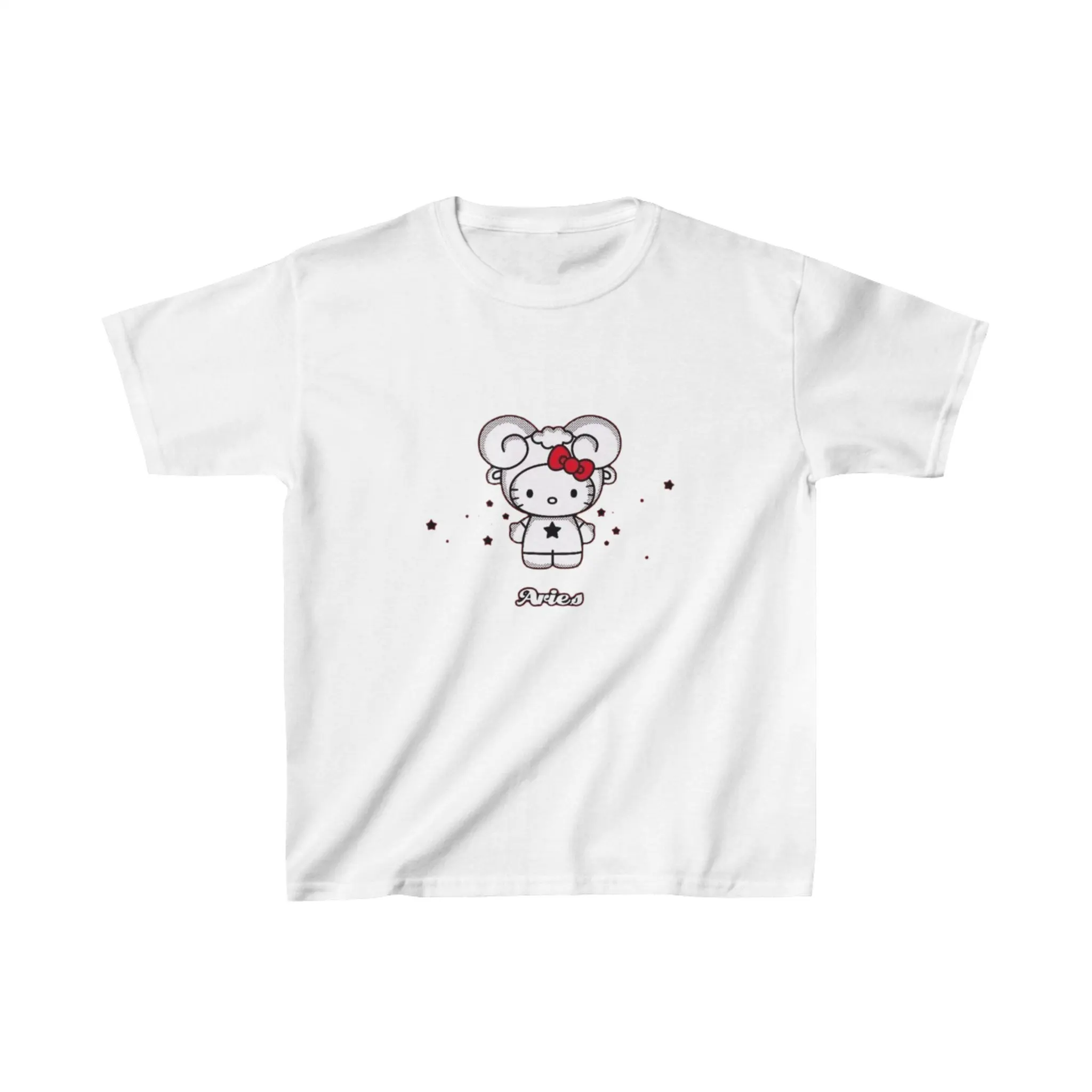 Hello Kitty Print Graphic Tee Unisex Short Sleeve T Shirt Kawaii Cartoon Casual Summer Top For Girls Boys Sweet Daily Outfit