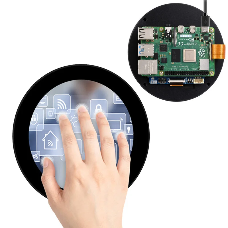 Raspberry Pi 3.4inch DSI Round LCD Capacitive Touch IPS 800x800 MIPI Display for RPi 4B 3B+ CM4 Smart Home Dashboard Circle