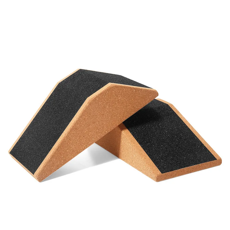 Bloque de cuña de Yoga de corcho, superficie antideslizante para el talón en cuclillas, elevación de pantorrilla, estiramiento, gimnasio en casa, accesorios de Fitness, 2 uds.