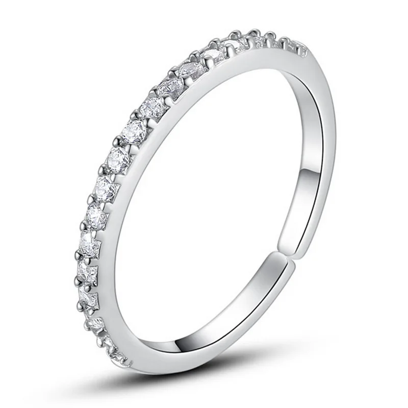 S925 sterling silver ring hot sale women's single row full diamond open joint hand jewelry