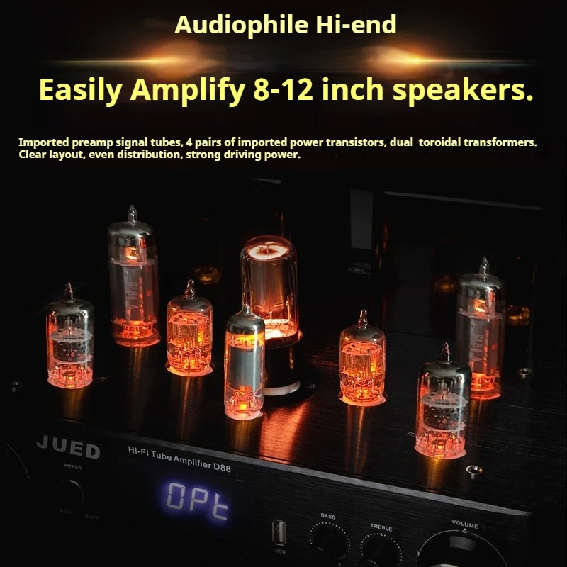 JUED D88 220 واط + 220 واط EL84 أنبوب مكبر للصوت الهجين توشيبا الترانزستور HiFi أمبير مع بلوتوث USB DAC البصرية KTV ريفيرب #2