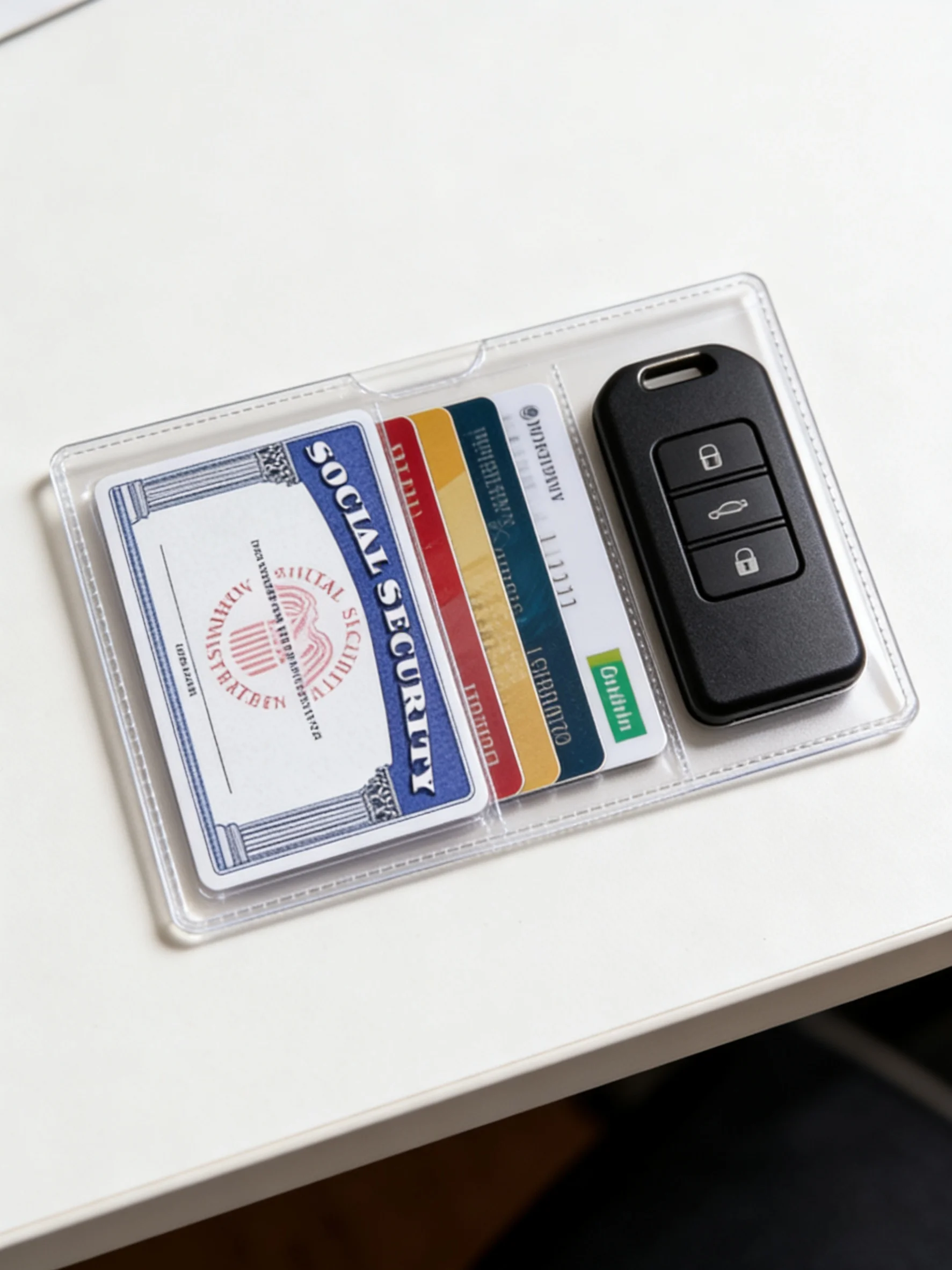 10 قطع من الغطاء الواقي لبطاقة PVC، مناسبة للأمن الاجتماعي والتأمين الطبي وبطاقات الائتمان - حل تخزين آمن