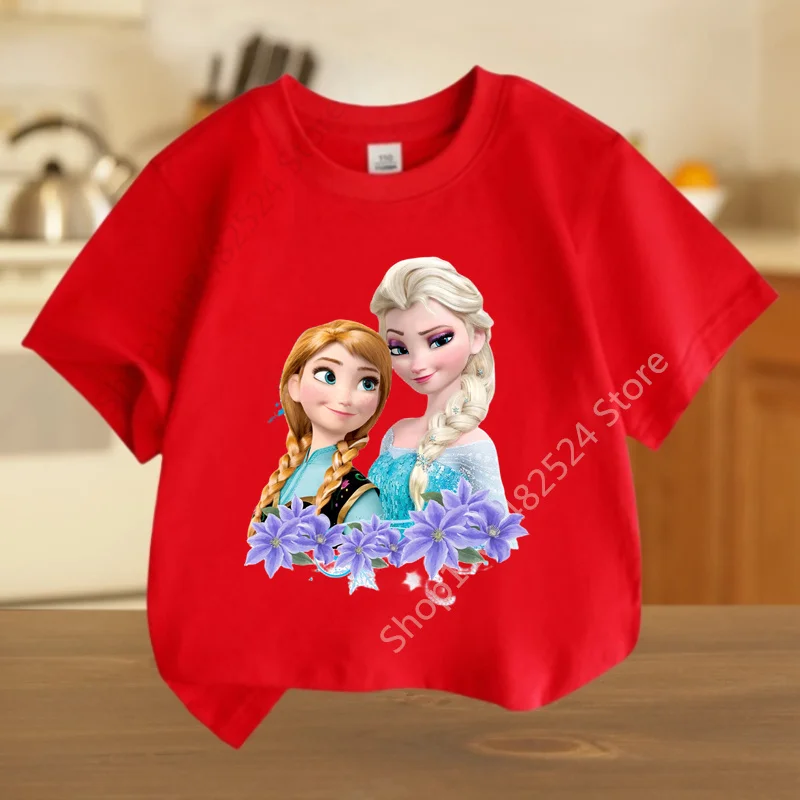 Cute Frozen Child Clothes Kids Summer Fashion Elsa Cotton T-shirt Baby Tee Boys Cartoon Tshirts Toddler Girls Short Sleeve Tops