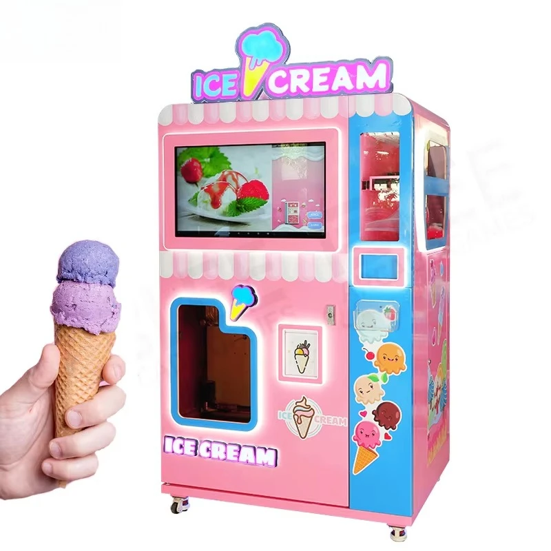 Customzied Commercial Earn Money Fully Automatic Smart Soft Ice Cream Vending Machine for Outdoor Bussiness Use