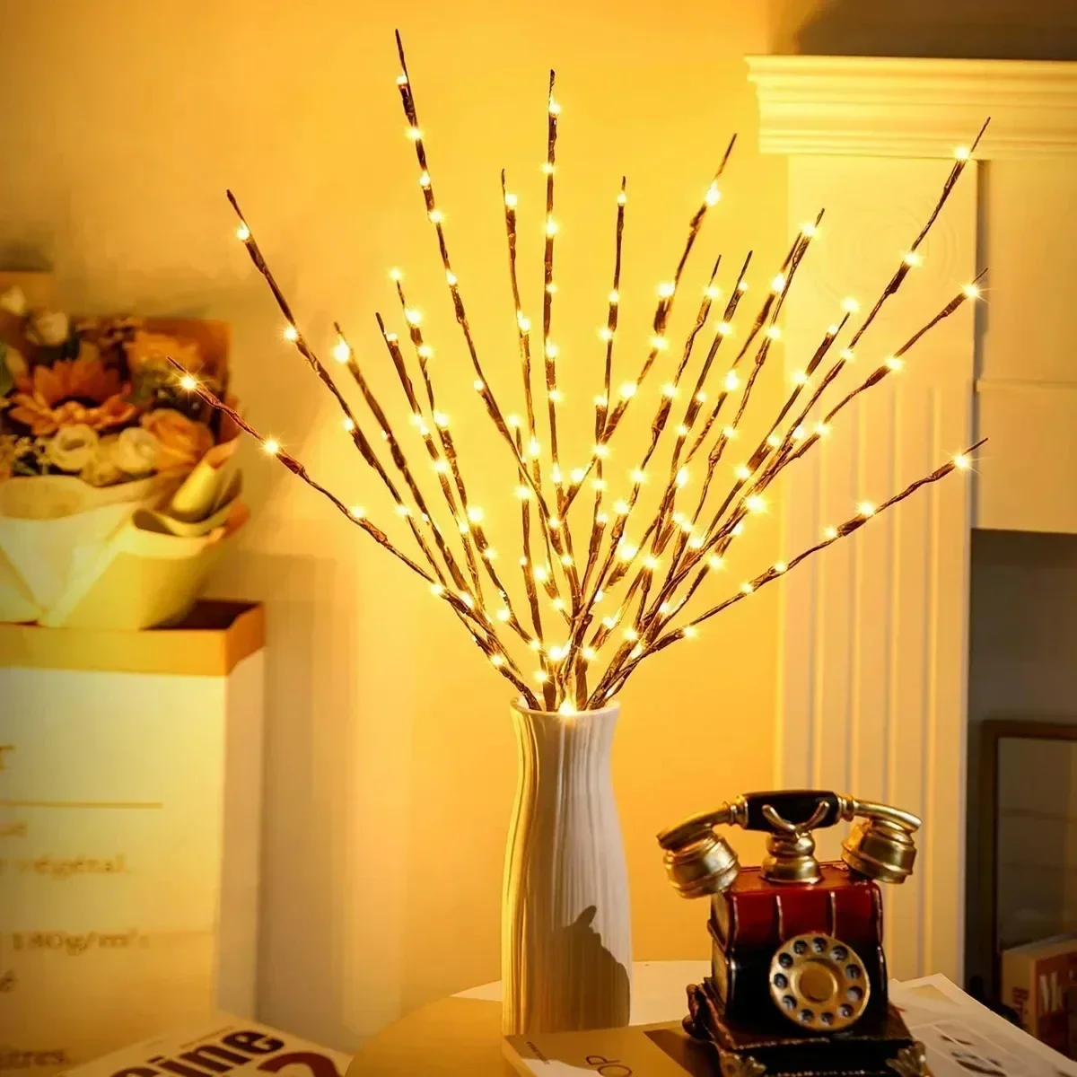 20leds LED Branch Light Zasilana bateryjnie lampa z gałęzi wierzby Sztuczna gałąź Gałązka Wazon Światła LED na imprezę Wróżka DIY Wystrój pokoju