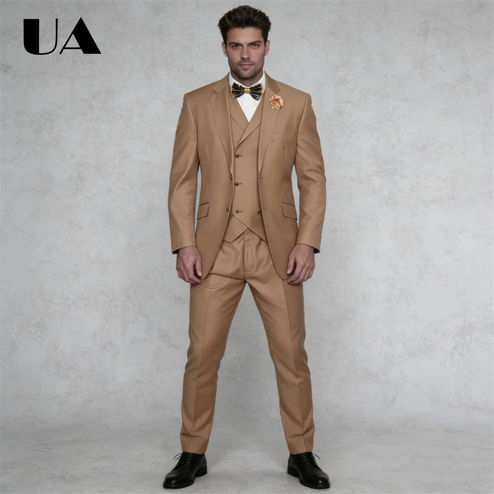 Tailored Men's 3-Piece Suit Set (Jacket Vest Pants) Formal Business Evening Suit Attire Plus Size Tuxedo Double Breasted Suit