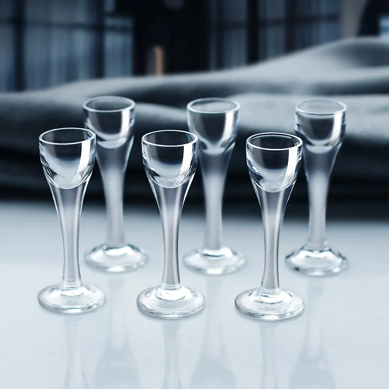 Chinese Style Crystal Glass High Foot White Wine Cup Set of Six Liquor Glasses Creative Luxury One-Piece Design Home Use