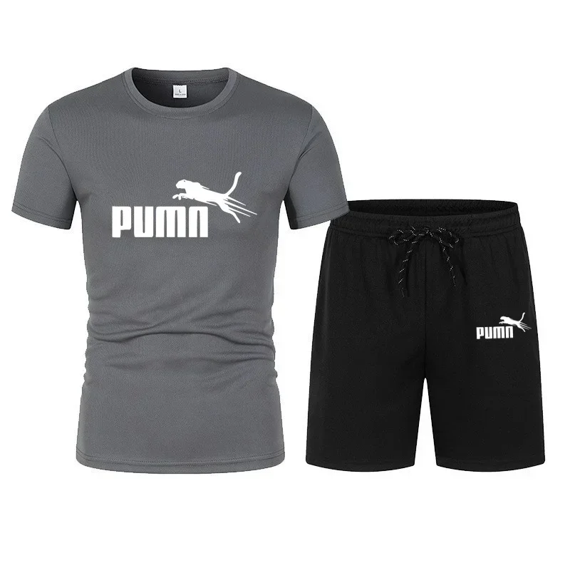 2025 Casual sportkleding voor heren, T-shirt met korte mouwen + trainingspak met korte broek, zomersportkleding, modieuze casual tweedelige set