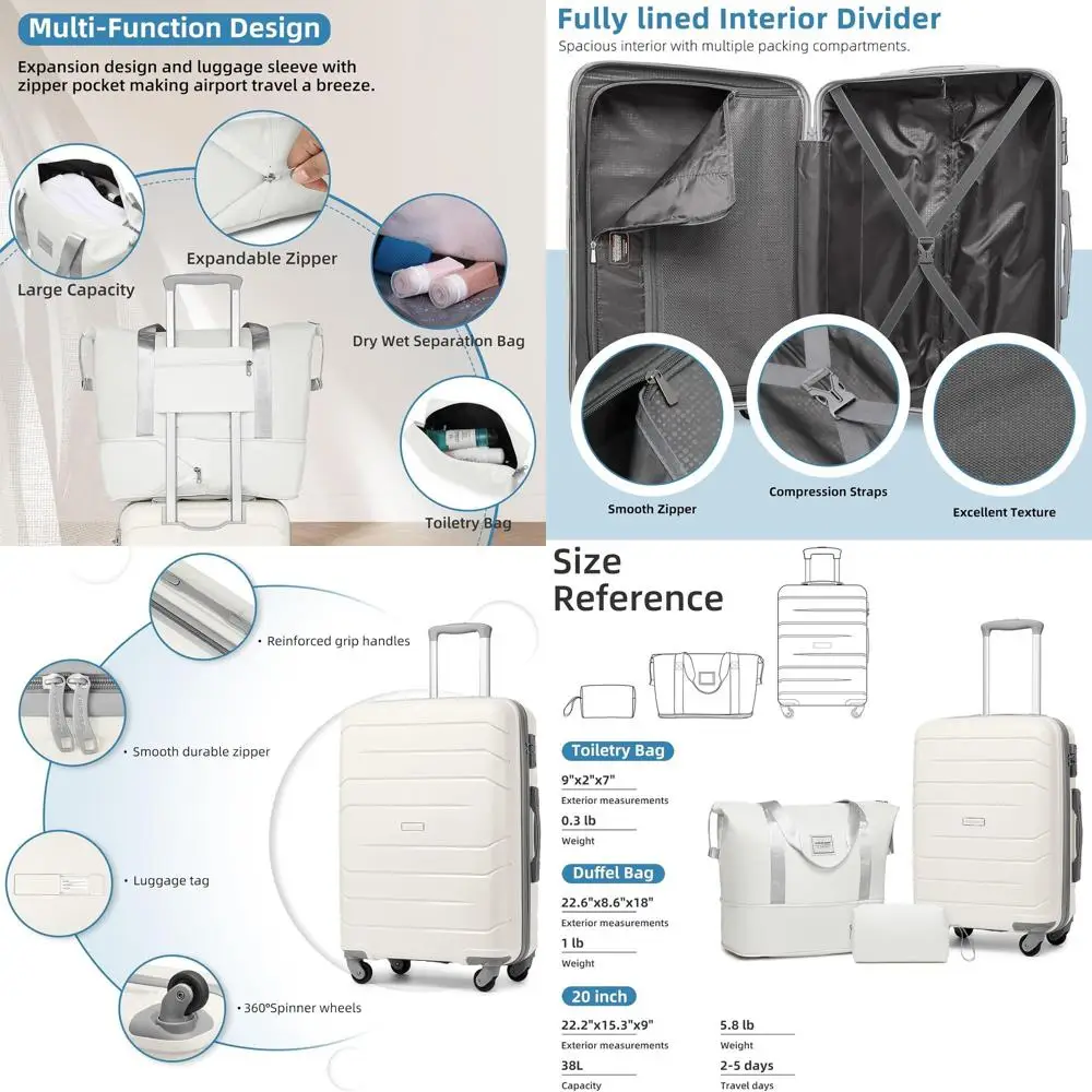 

Женский жесткий набор чемоданов лавандового цвета из 3 предметов, 20 спиннеров, одобренных авиакомпанией и замком TSA