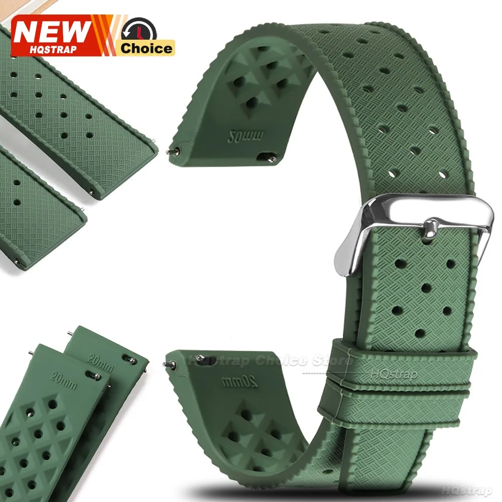 18mm 20mm 22mm Quick Release Tropical Silicone Strap Waterpfroof Rubber Band for Omega Wristband for Seiko Bracelet for Rolex