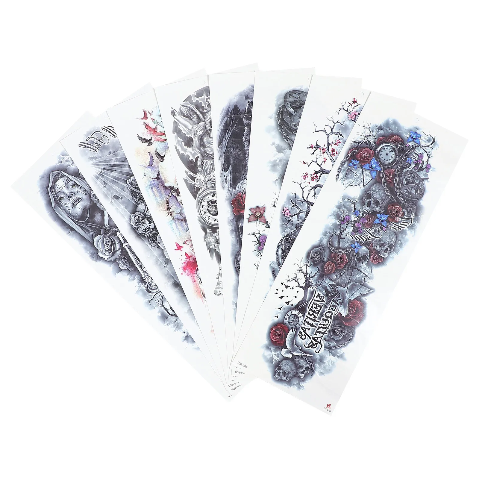 

8 Sheets Temporary Tattoo Stickers Body Fake Tattoos Decals Full Arm Sleeve Customizable Halloween Safe Practical