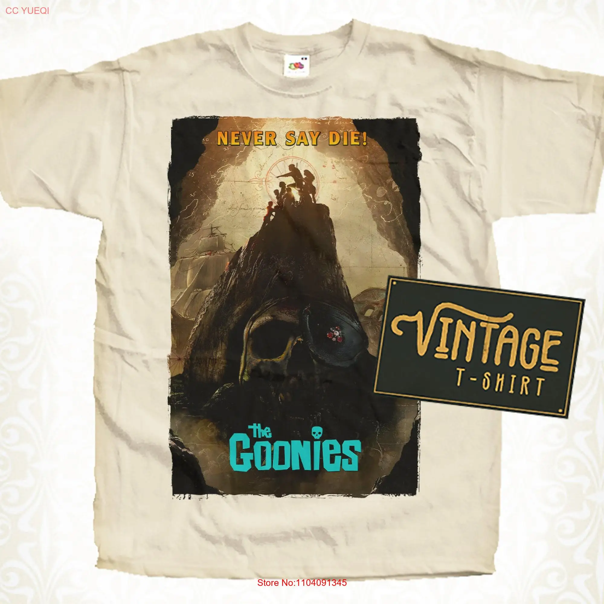 The Goonies V9 T Shirt Vintage Natural color Men's DTG Digital Print SIZES S M L XL 2XL 3XL 4XL 5XL long or short sleeves