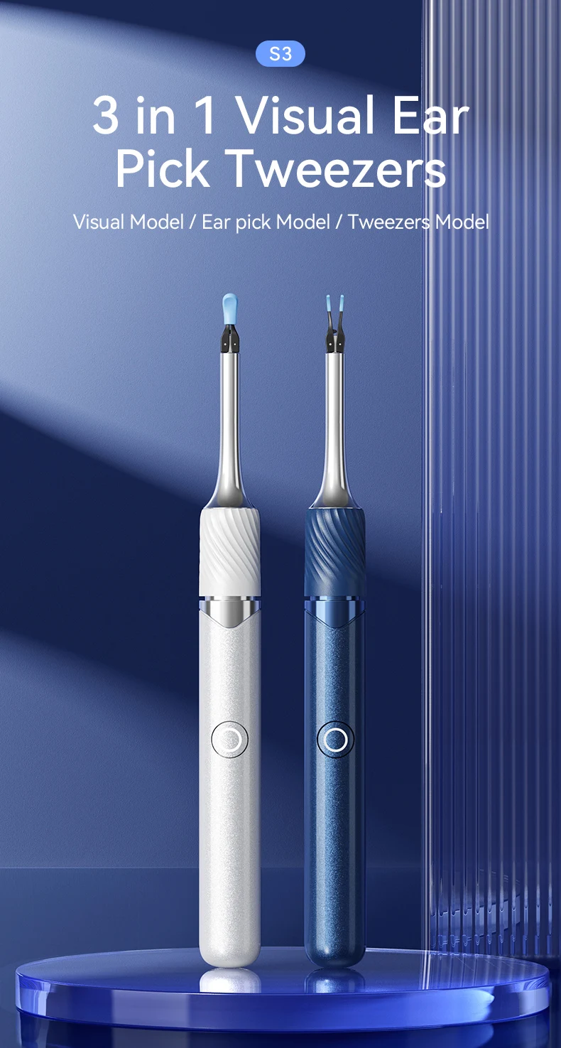 3-in-1-WLAN-fähige Ohrstöpsel-Pinzette, 12 MP Kamera-Ohrenschmalz-Entfernungswerkzeug mit wiederaufladbarem Akku, Ohrreiniger mit Pinzetten-Werkzeug – Detail 1