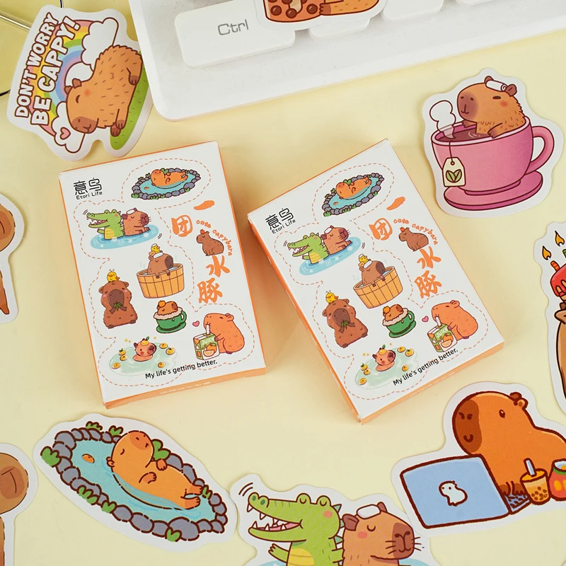 

30PCS Cartoon Capybara Small Sticky Paper Sticker Aesthetic Decoration Scrapbooking Korean Stationery Hand Accounting Supplies