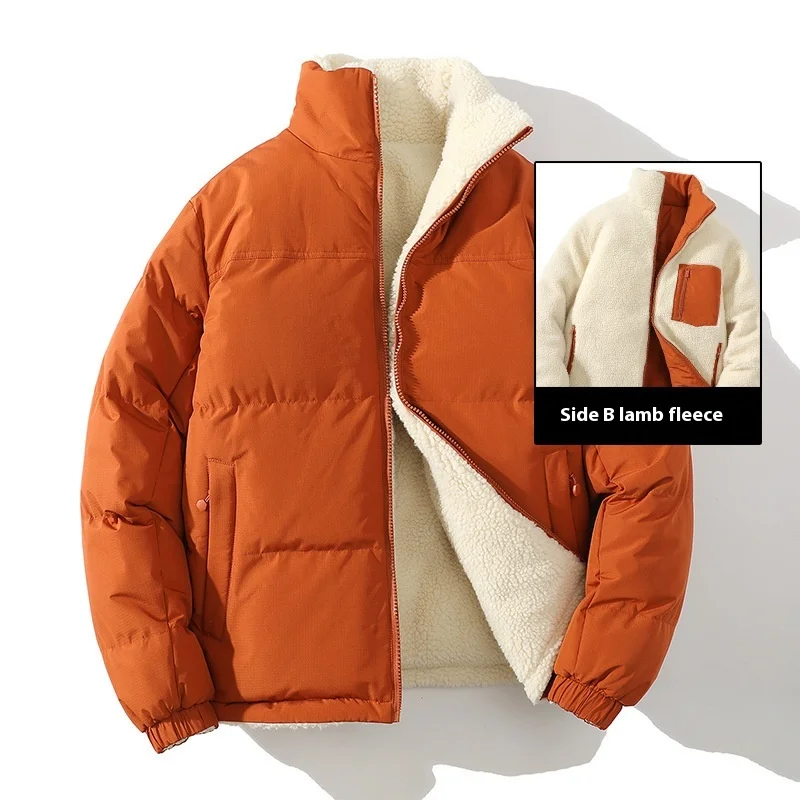 

Reversible 2025 Winter New Japanese Double Face Sherpa Jacket Youth Outdoor Streetwear Cotton Parka Coat