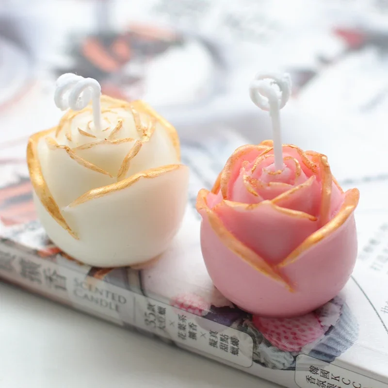 3D Rose Bud Silicone Candle Mold DIY Flowers Candle Making Wick Soap Resin Epoxy Mold Ice Tray Chocolate Gifts Craft Home Decor