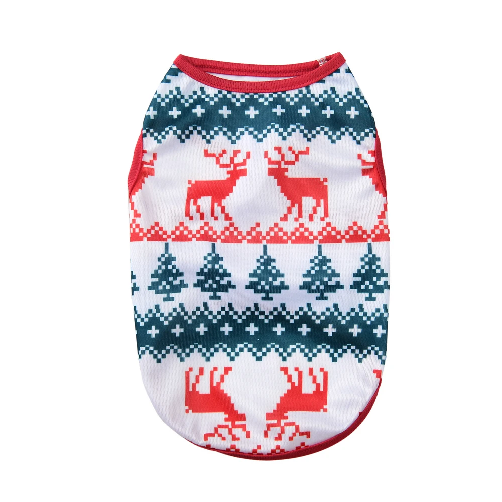 Pet Cat Clothes Christmas Costume For Cats Dogs Cute Elk Print Kitten Vest Puppy Shirt Pullover French Bulldog Chihuahua Outfits