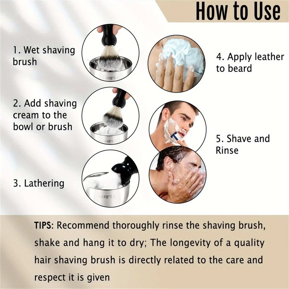 Shaving Care Cream Kit for Men Stainless Steel Foaming Bowl and Foaming Brush Men's Cleansing Facial Products for Manual Shaving view 5