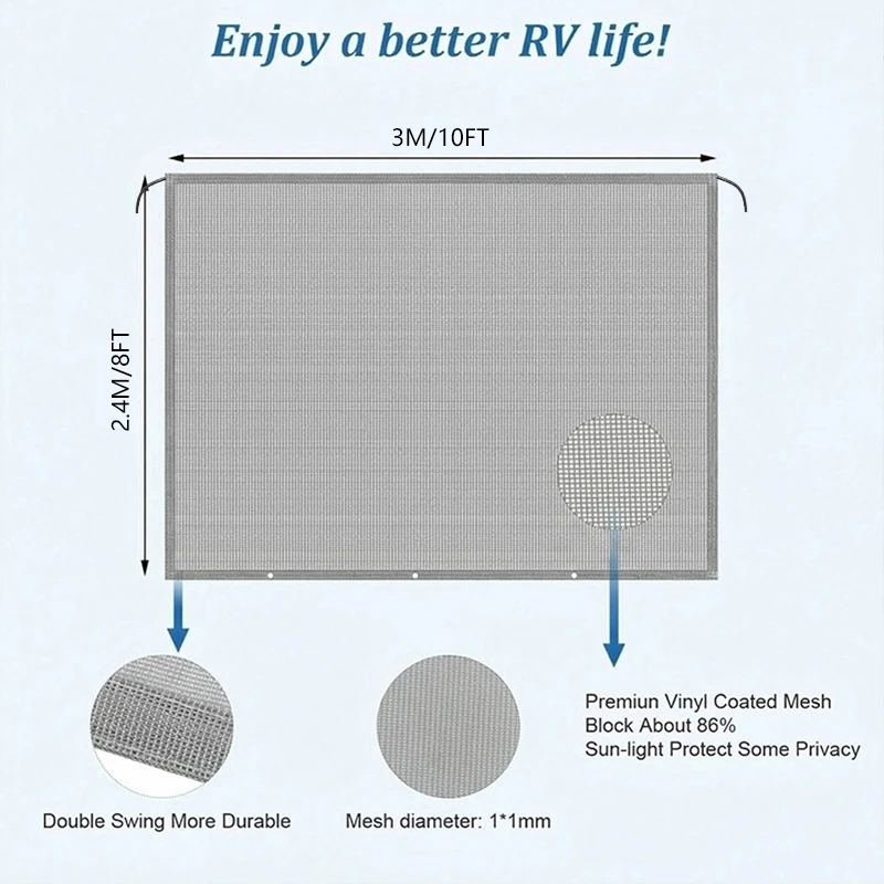 RVs Full Cassette Roof Top Screen Sunshade Car Tents Side Awning 8x10ft/8x15.3ft Offroad Awning Outdoor Caravan Shadescreen
