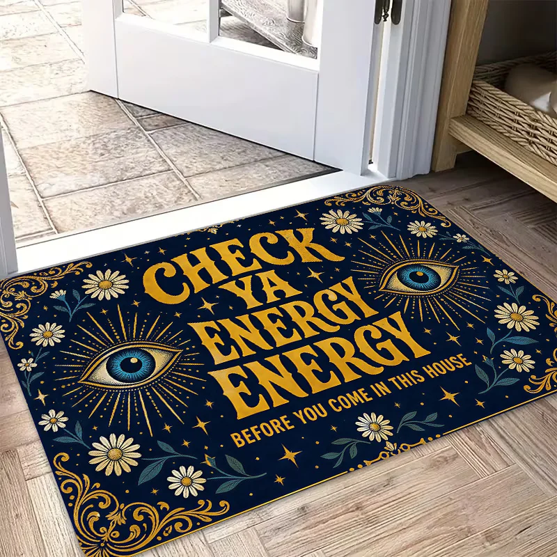 Check Ya Energy Eye Floral Rug Daisy Star Print Non Slip  Floor Mat For Spiritual Theme Home Decor