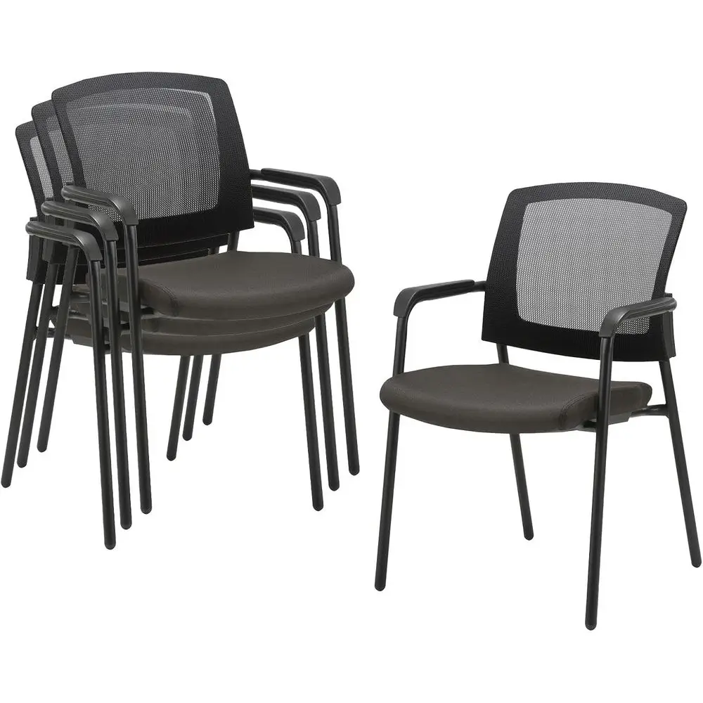 

Ergonomic Mesh Office Chair with Lumbar Support, Stackable, Padded Seat, Ideal for Waiting or Conference Rooms, Black, 4-Pack