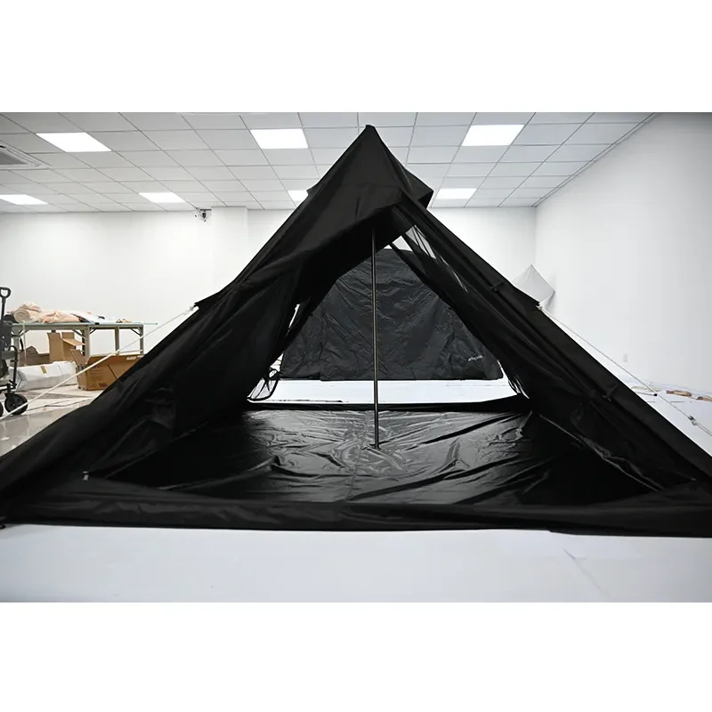 Pyramid Tent Outdoor Camping Sunshade Rainproof Cotton Teepee with Chimney Port Front Vestibule Spire Design for Hiking