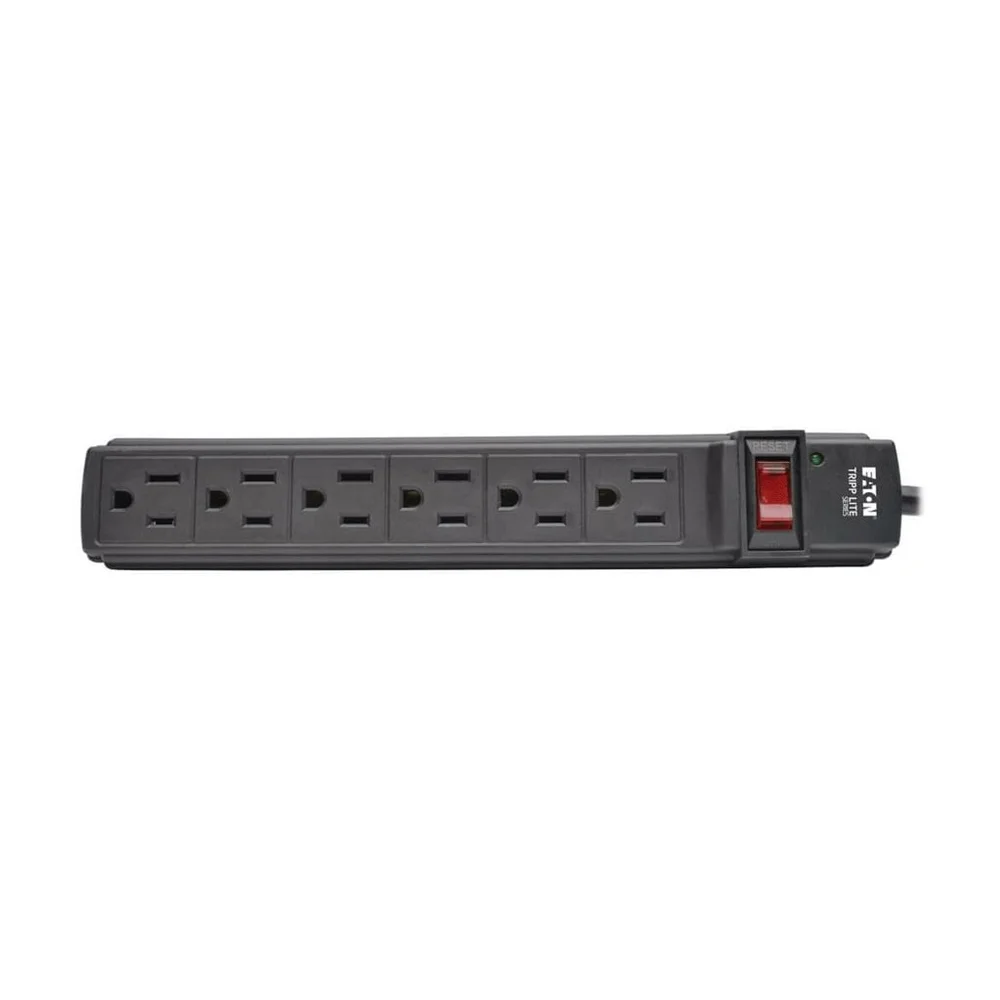 6 منافذ شرائط الطاقة مع سلك 6 أقدام جدار مكتب قابل للتركيب مفتاح مضاء NEMA 5-15P RoHS مصدر طاقة معتمد