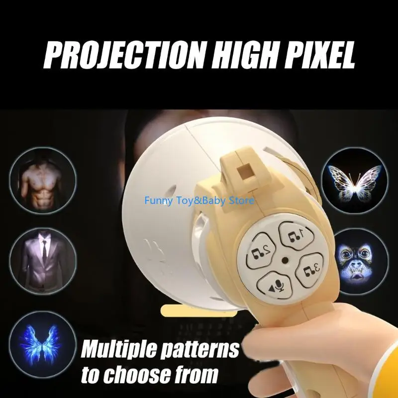 Realistisch buik-/pak-/vleugelprojectiespeelgoed Tri-functionele projector, luidspreker en voicerecorder, interactief leuk